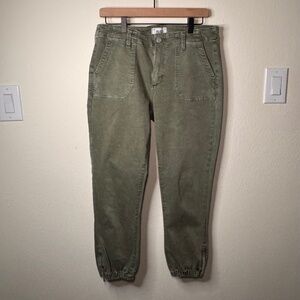 Paige Mayslie Jogger Jeans Size 30 Green Utility Ankle Zip Stretch Denim